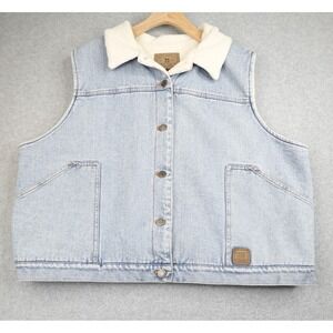 Lauren Jeans Ralph Lauren Sherpa Lined Denim Vest Womens 3X Light Wash Western